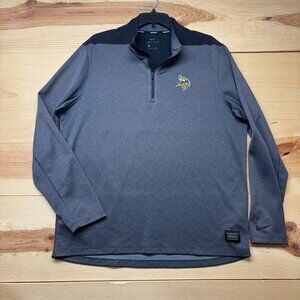 Minnesota Vikings Shirt Mens Large Gray Pullover 1/4 Zip Nike Dri Fit